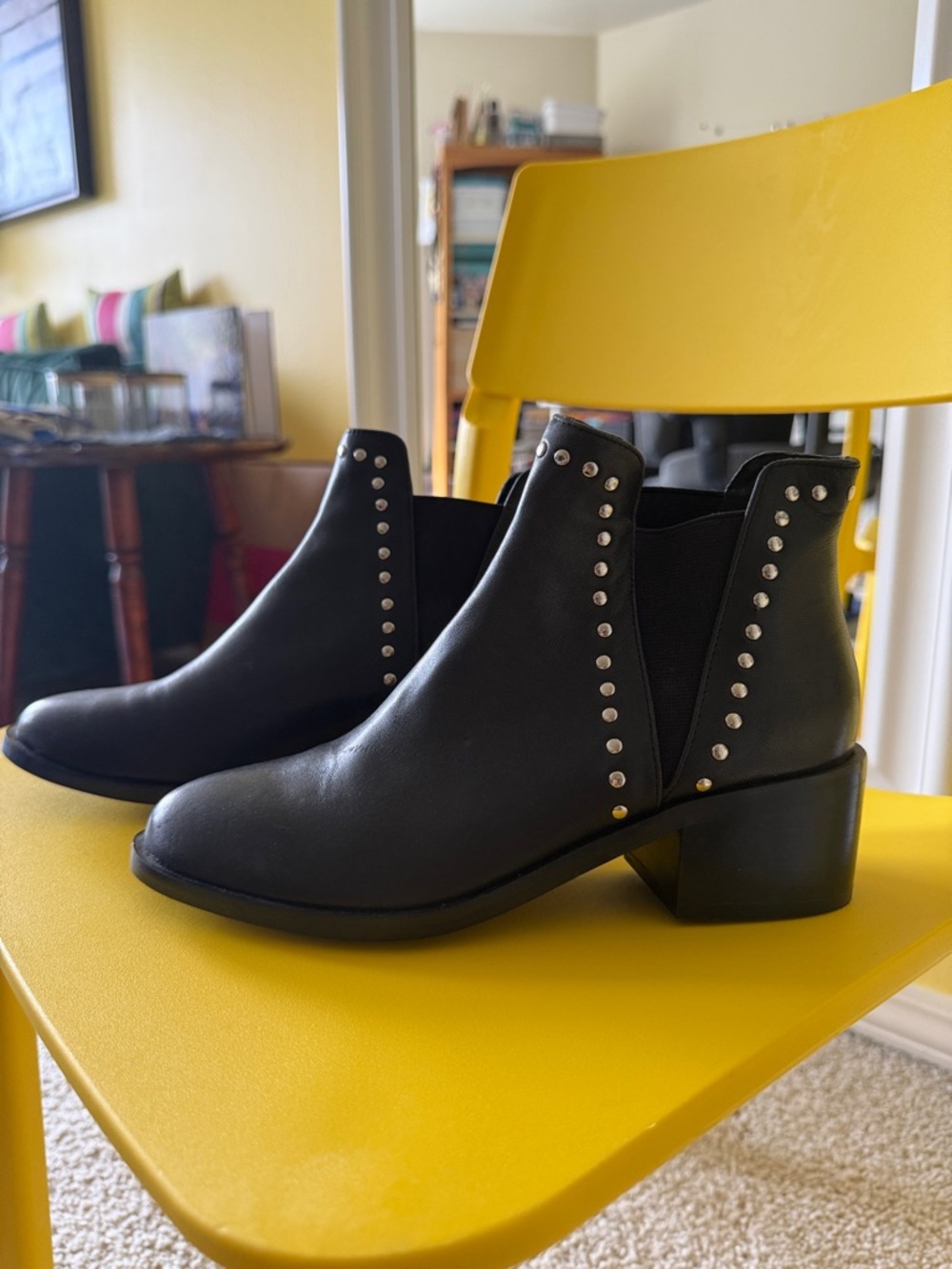 Steve Madden Black Studded Chelsea Booties
